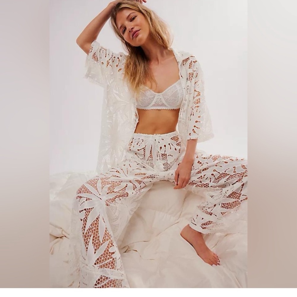 Free People La Vida White Lace Two-Piece Set